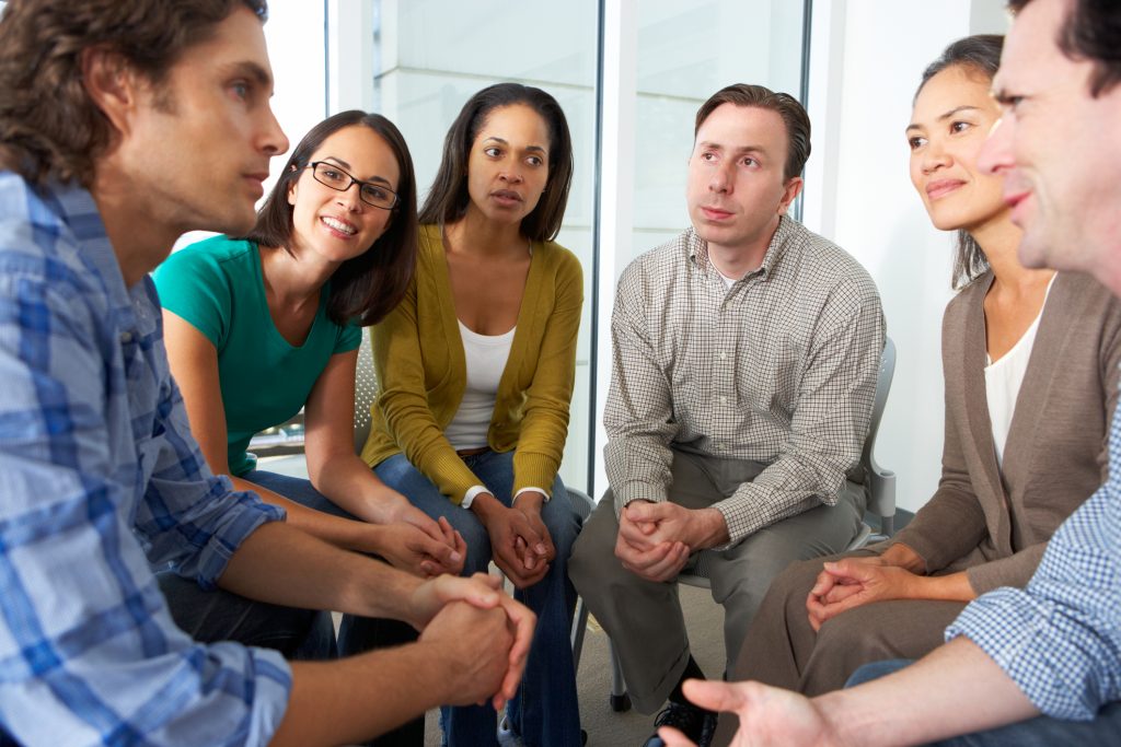 Meeting of support group young adults
