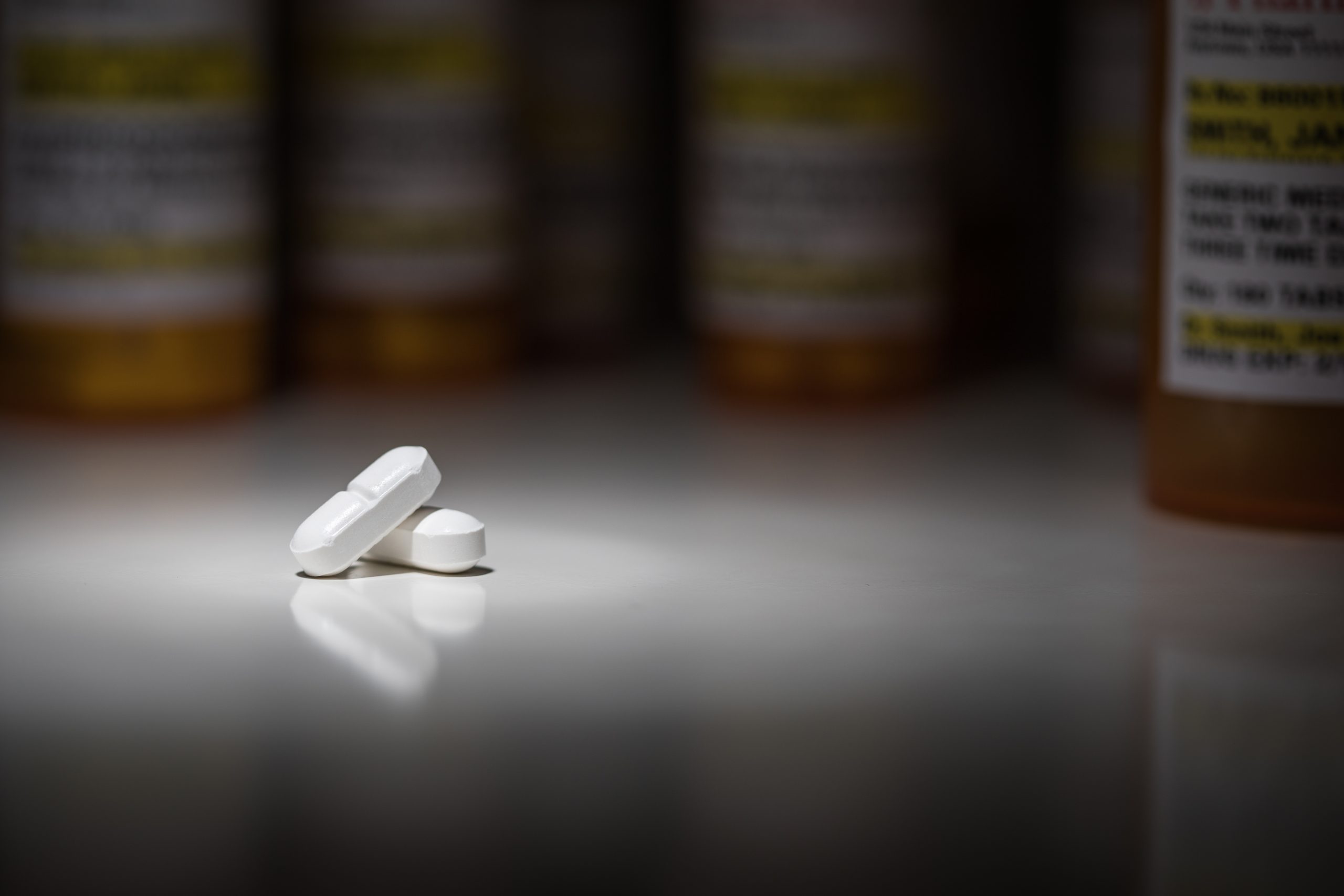 Hydrocodone, Pills, and Prescription,Bottles Under,Spot,Light